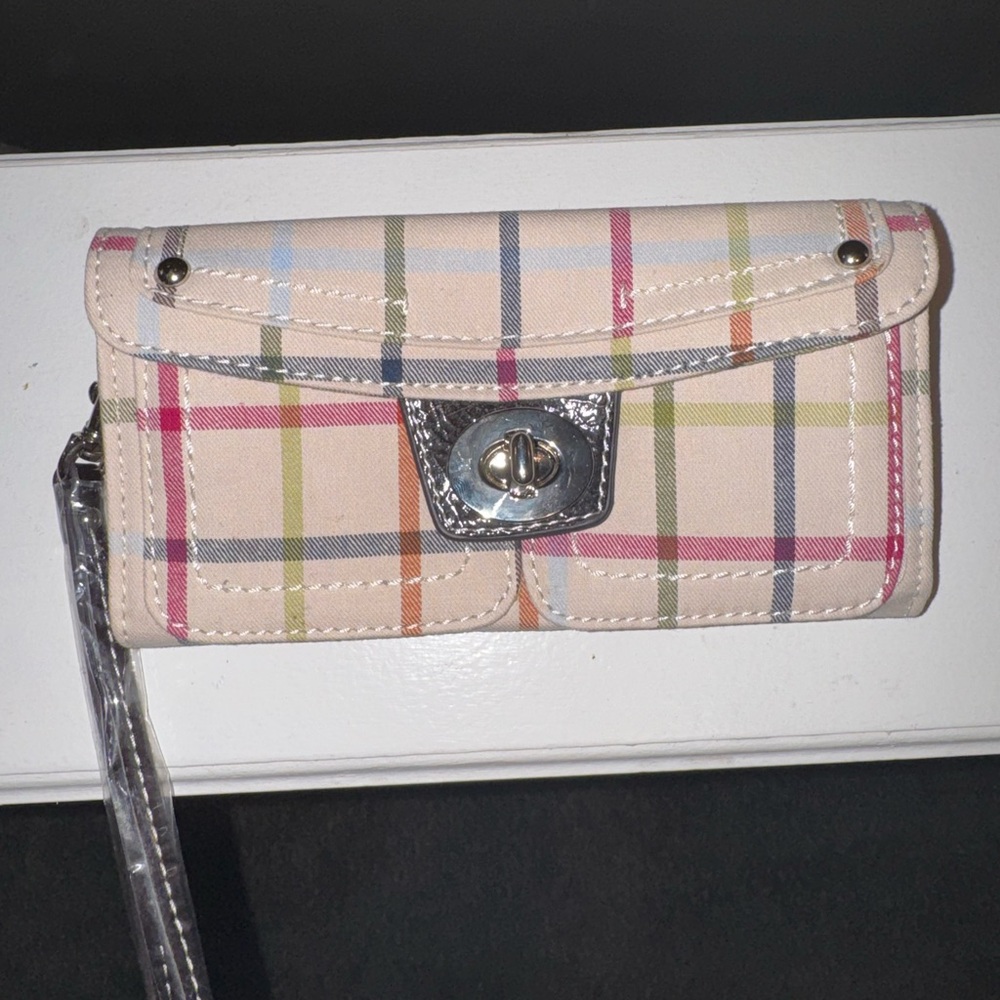 Plaid Denim Wristlet Wallet